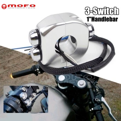 Manillar de 1"" para Harley Honda 3 interruptores autobloqueante + bocina/luz autoajustable Foto 1 de 4