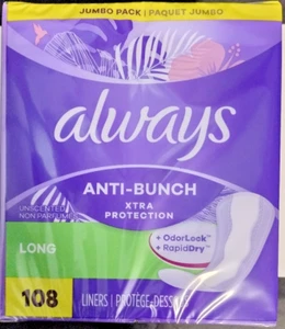 Always Anti-Bunch Xtra Protection Daily Liners Long Unscented - 108 Liners - Picture 1 of 5
