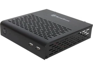 SILVERSTONE Black Aluminum / Steel PT13B Mini ITX Media Center / HTPC Case - Picture 1 of 6