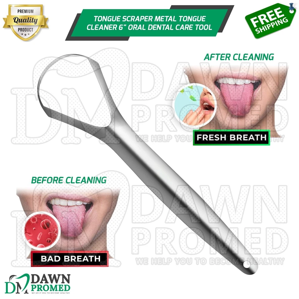 Raspador de Lengua Limpiador de Lenguas Metal 6" Instrumento de Cuidado Dental Bucal Grado Alemán Foto 1 de 4