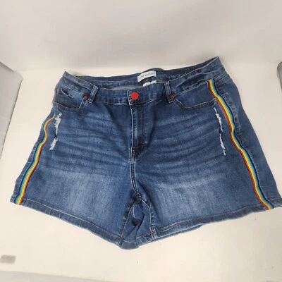 Pantalones Cortos Lane Bryant Talla 16 Rainbow Pride Denim Girlfriend Flex Magic Cintura Foto 1 de 4