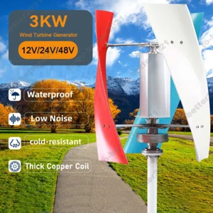 Windkraftanlage 3KW 12/24/48V Windgenerator vertikal Windrad Windturbine 3 Blatt - Bild 1 von 16