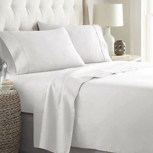 Hotel Bedding Collection 1000TC Egyptian Cotton All UK Size White Solid - Picture 1 of 12