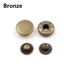 10 Set Snap Fasteners Press Studs Buttons Leather Brass Sewing Accessory 10-20mm - Picture 1 of 16