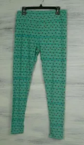 Leggings LulaRoe altos y curvilíneos TC OS-verde/verde azulado con diseño rosa - Imagen 1 de 5