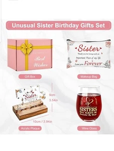 Schwester Geschenke von Schwester, personalisiertes stielloses Rotweinglas Geschenkset für Sie - Bild 1 von 6