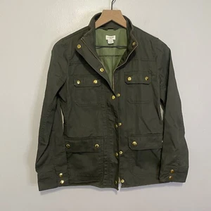 Abrigo para mujer J Crew PS verde dorado relajado novio chaqueta de campo cremallera completa - Imagen 1 de 9