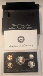 1997 S U.S. Mint 0.9 Silver Proof 5 Coin Set in OGP with COA - Picture 1 of 4