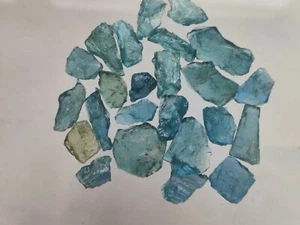 Deep Blue Natural Aquamarine Slices Rough Gemstone Transparent Not Polished - Picture 1 of 5