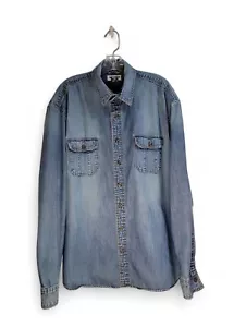 Magellan Sportswear Shirt Mens XXL Blue Denim Button Up Long Sleeve - Picture 1 of 6