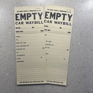 2 1971 Akron Canton & Youngstown Railroad Co. Ohio Empty Car Waybill Forms 1566 - Picture 1 of 8