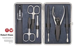 ROBERT KLAAS HANDMADE SOLINGEN GERMAN NAIL SCISSORS 7 PIECES MANICURE SET CASE - Picture 1 of 1