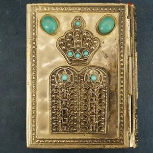 Vintage Hebrew-English Silver Tone, Blue Stone Siddur/Prayer Book - Free Ship US - Picture 1 of 7