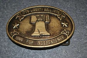 Liberty Bell Bicentennial Belt Buckle Vintage Brass 2 1/2 x 3 1/2 - Picture 1 of 2