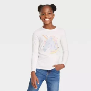 Girls' Long Sleeve 'Unicorn' Graphic T-Shirt Cat & Jack Cream Ivory Size L 10/12 - Picture 1 of 1