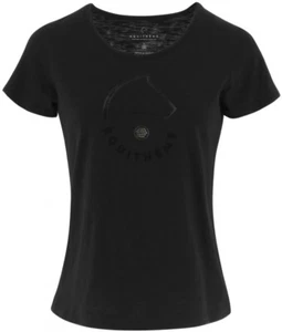 Damen T-Shirt mit Pferdekopf & Landesflagge CLAIRE EquiTheme Baumwolle schwarz