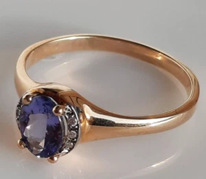 ECHTSCHMUCK-GOLDRING  AAA TANSANIT&BRILLANTEN RW 66/21 GG 375/9K NEU&UNGTRAGEN - Bild 1 von 14