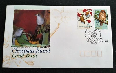 1996 Christmas Island Land Birds Hawk-Owl Stamps FDC - Image 1 of 2