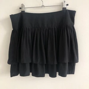Matin Silk Ruffle Mini Skirt Black 10 - Picture 1 of 7