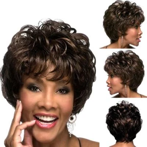 Short Wigs Slanted Bangs Fluffy Short Curly Hair Headsets For Women Wavy S D9C9 - Picture 1 of 10