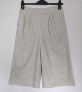 White Stuff Cropped Trousers UK 12 Grey Wool Blend Culottes Pleat Front Pockets - Picture 1 of 13