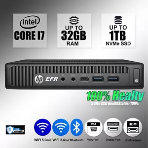 HP Micro Desktop Computer PC i7, Up to 32GB RAM, 1TB SSD, Windows 10/11 WiFi - Picture 1 of 6
