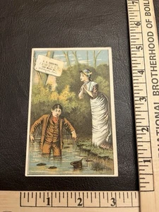 Carta commerciale DC Barrows Jeweler Ad man in palude Willimantic Conn. epoca vittoriana - Foto 1 di 2