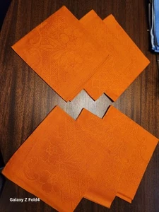 LINEN Napkins Orange Vintage Set Of SIX (6) Square Ireland - Picture 1 of 3