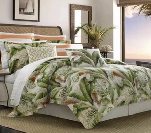 Tommy Bahama Palmiers 4-teilig Grüne botanische Baumwolle Queen Bettdecke Set - Bild 1 von 4