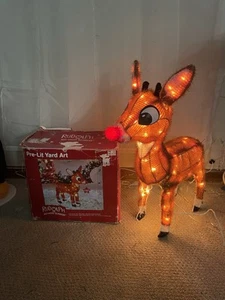 VIDEO RARE Rudolph The Red Nosed Reindeer Tinsel Sculpture Outdoor Decoration - Picture 1 of 15
