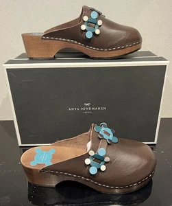 Anya Hindmarch Circulus Clogs Brown/blue Leather  Uk 6 39 New - Picture 1 of 10
