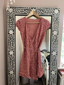 Jack Wills Pink Floral Short Wrap Dress Size UK 8 - Picture 1 of 5