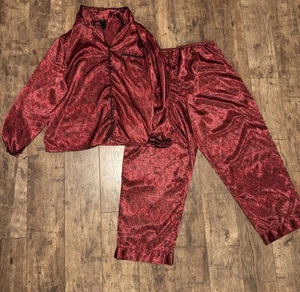 Secret Treasures Paisley Red Orange Satin Pajama Set Womens Sz 2XL Soft - Picture 1 of 4