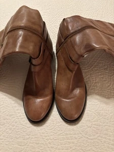 INC Womens Brown Round Toe Zip-Up Leather Boots Shoes 8m /with wide calf - Picture 1 of 11