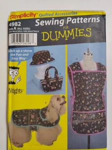 Apron Hat Tote Bag Dog Coat Simplicity 4982 Craft Sewing Pattern Dummies Quilted - Picture 1 of 9