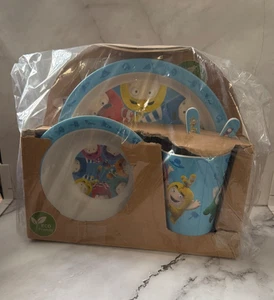 ODDBODS Eco-Friendly Bamboo Fiber Dinner Set Kids Dishware Blue New - Picture 1 of 5