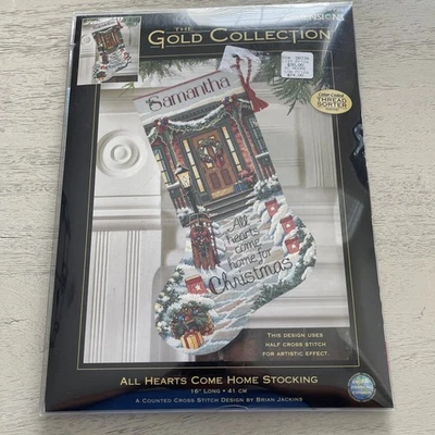 Dimensions Gold Collection Christmas Stocking Kit – All Hearts Come Home – 18” - Image 1 of 4