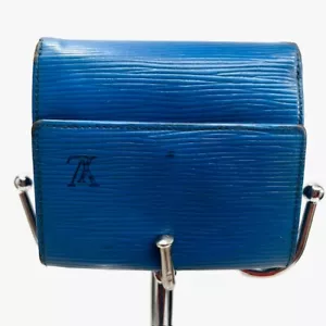 Louis Vuitton Elise Epi Trifold Blue Leather Compact Wallet/Coin Men /Women(V74 - Picture 1 of 10