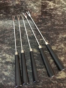 Hors d’oeuvres forks with contemporary black handles - Picture 1 of 1