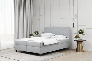 Boxspringbett Schlafzimmerbett BONITA 180x220cm in Stoff Matt Velvet Hellgrau - Bild 1 von 2