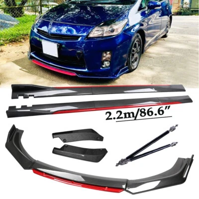 For Toyota Prius Prime Front Lip Chin Bumper splitter Carbon Fiber Side Skirt B Foto 1 de 4