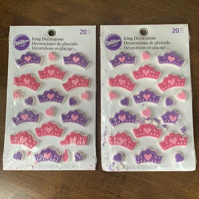 Wilton Glaseado Decoraciones Caramelo Toppers Princesa Tiara Corona Rosa Púrpura Foto 1 de 4