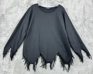 Bella Amore Blouse Womens XL Fringe Western Bohemian Witchy Fairy Stretch Knit - Picture 1 of 9