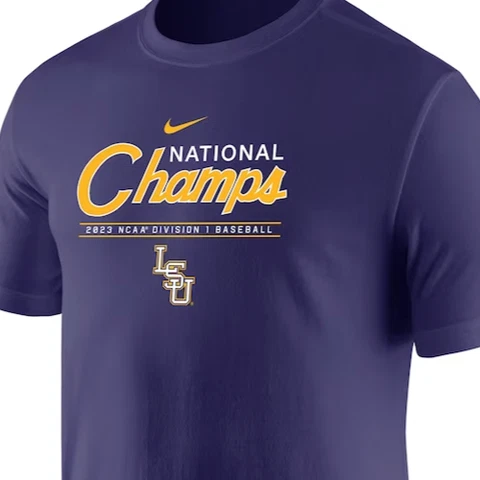 LSU Tigers Nike Unisex 2023 NCAA Baseball College World Series "Champs" T-Shirt Cover