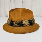 Vintage Cavanaugh New York Hat Mens Suede Leather 6 3/4 Tan Brown