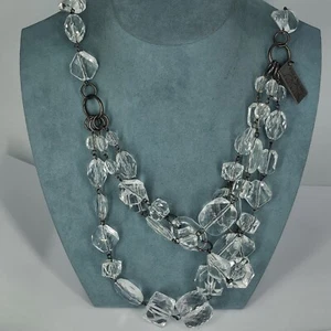 Vera Wang Necklace Clear Plastic Beaded 32" Long Layered - Picture 1 of 9