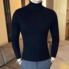 Mens Twisted Knit Turtleneck Sweater Slim Fit Pullover Knitwear Wool Blend Shirt