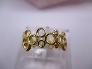 Moderner Ring Band 925 Silber vergoldet  Kreise Ringe offen Rg 59/19 stabil