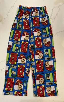Boys Pajama Pants Size 8 DC Comics Batman Superman Blue Red Sleepwear - Image 1 of 4