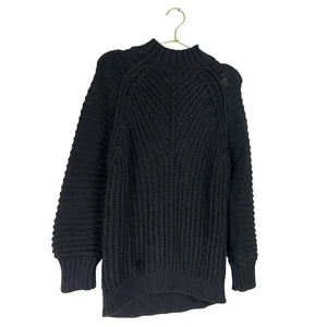 Forever 21 Black Ribbed Knit Sweater Size Small Cozy Stylish 100% 493 - Picture 1 of 9